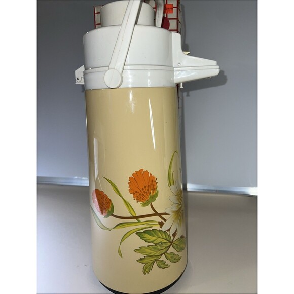 Kitchenettes Justen Air Pot Pump Dispenser Hot Cold Floral 1.9 Liter 1984 W/box - Picture 5 of 8